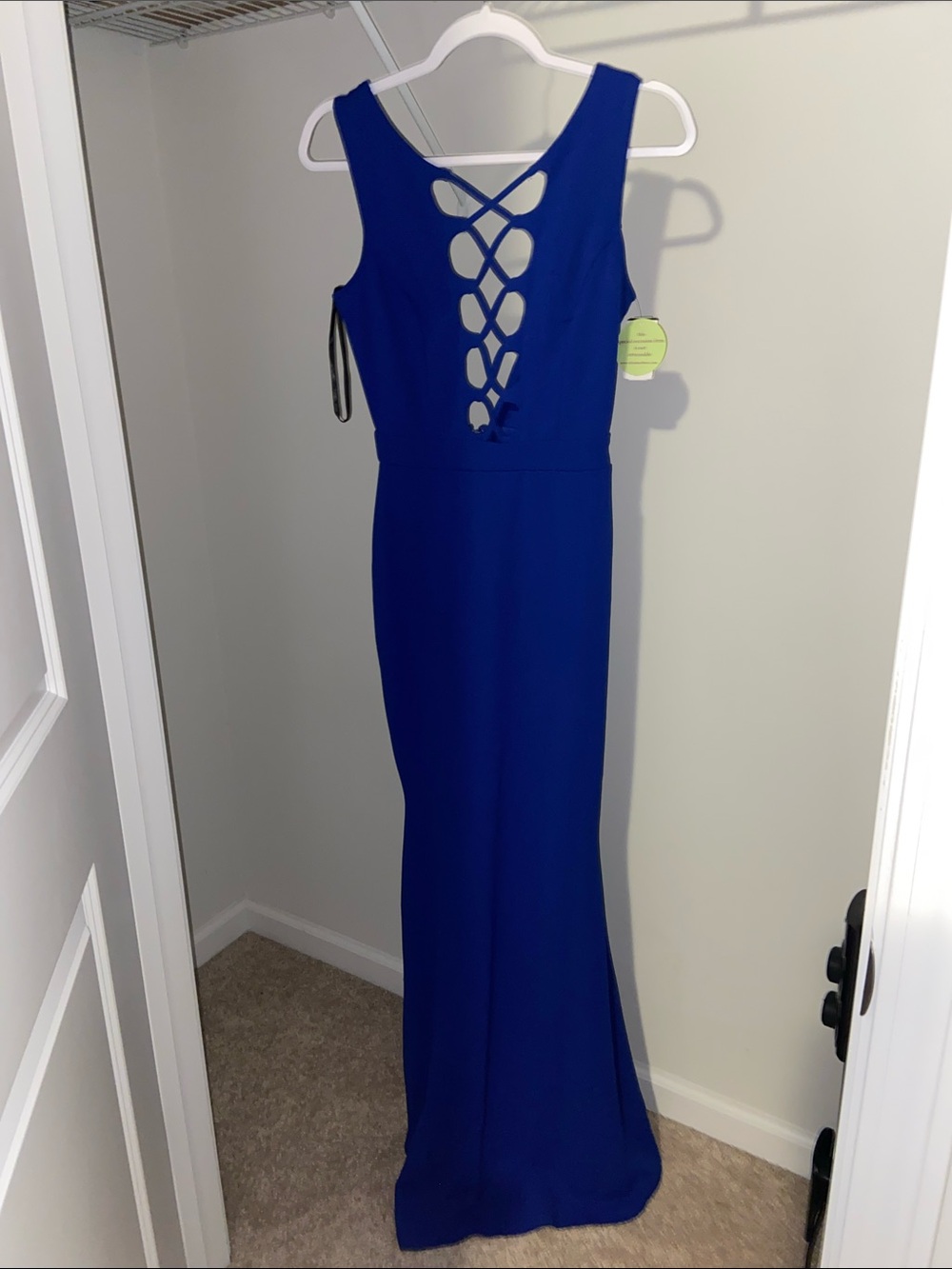 Windsor Royal Blue Backless Gown with Lace-Up Back